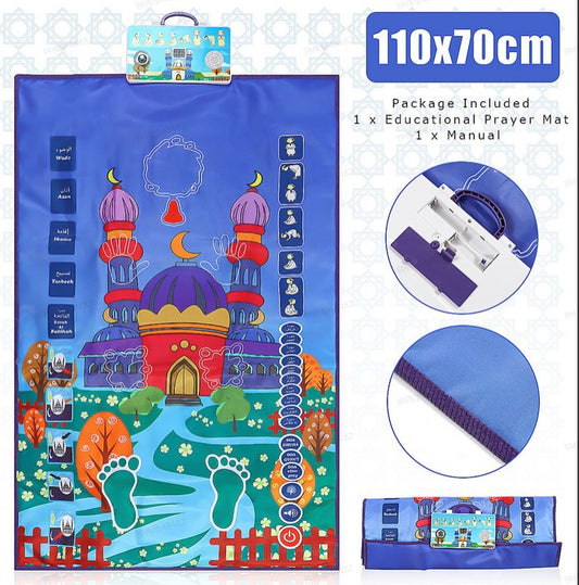 Hot Sale Children Educational Prayer Mat Islamic Muslim Electronic Interactive Prayer Rug Carpet Worship Musallah Speaker Blanke