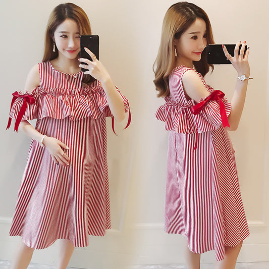 Color: 4style, Size: XL - Maternity Dress Summer Dress Maternity Dress Maternity Skirt Maternity Top Maternity Suit Mid-Length Breastfeeding Dress