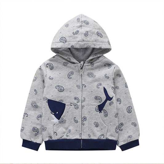 style: Grey whale, Child size: 6M - 27Kid Toddlers Hoodies Boys Girls Spring  Jacket Little Baby Infant Dinosuar Cartoon Hooded Kids Cute Boys Outwear Sweatshirt