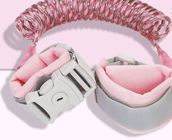 Size: 1.5M, Color: Pink - Anti Lost Wrist Link Add Key Lock Toddler Leash Baby Walker Safety Belt Wristband Walking Strap Rope Adjustable Harness