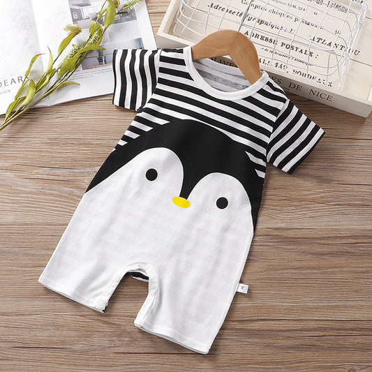 Color: Penguin, Child size: 59cm - Baby Onesies Summer 0-3 Months Cotton Baby Romper