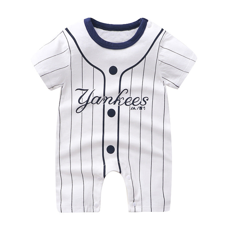 Color: Baseball uniform, Child size: 59cm - Baby Onesies Summer 0-3 Months Cotton Baby Romper