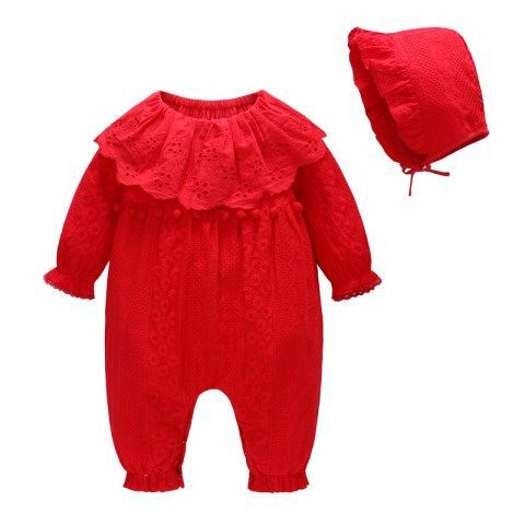 Color: Red, Size: 66cm - Princess Autumn Clothes, Western Style, Cute Baby Onesies