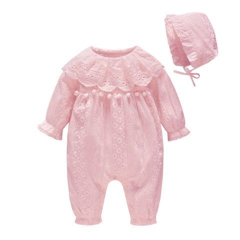 Color: Pink, Size: 59cm - Princess Autumn Clothes, Western Style, Cute Baby Onesies