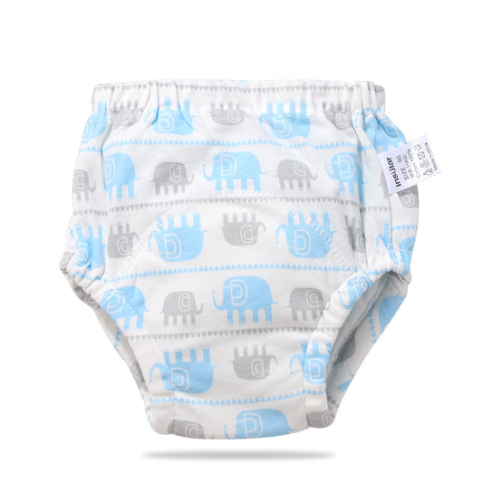Color: Elephant baby, Size: 90 - Baby training learning pants baby gauze diaper pants