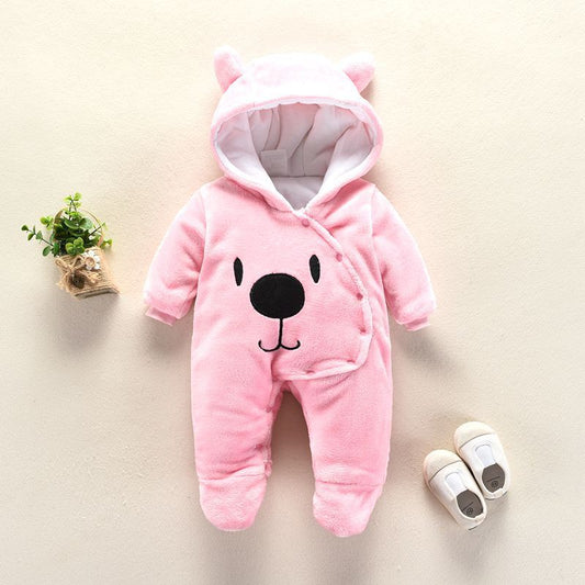 Color: Pinka, Size: 3m - Autumn and winter newborn climbing suit