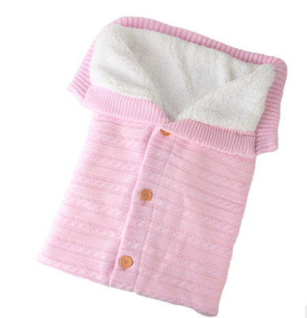 Color: Pink 2pcs - Baby Thickened Plus Velvet Warm Sleeping Bag