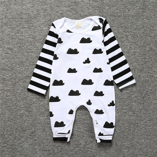 Color: Stripe clouds, Size: 100cm - Spring and Autumn wear baby onesie long sleeves