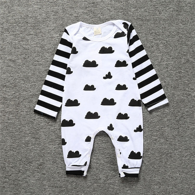 Color: Stripe clouds, Size: 70cm - Spring and Autumn wear baby onesie long sleeves