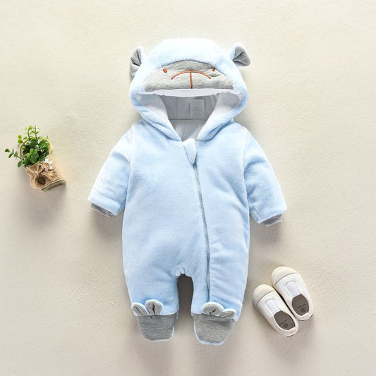 Color: Blue, Size: 12m - Autumn and winter newborn climbing suit