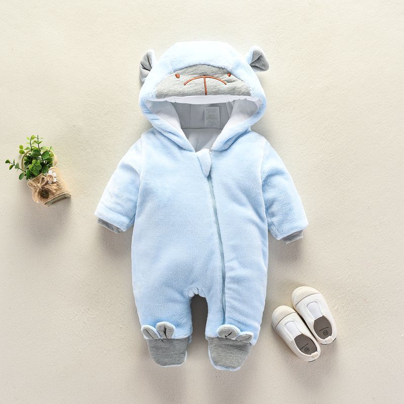 Color: Bluea, Size: 3m - Autumn and winter newborn climbing suit