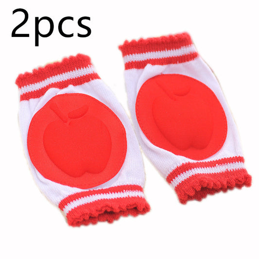 Color: Gules2pcs, Kid Sock Size: 13X9CM - Sponge Baby Crawling Toddler Anti-fall Knock-proof Elbow Socks