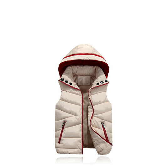 Color: Khaki, Size: L - Autumn And Winter Children's Down Cotton Vest