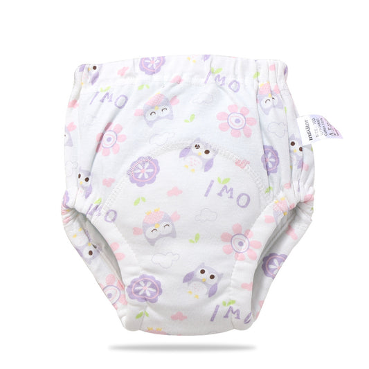 Color: Owl, Size: 100 - Baby training learning pants baby gauze diaper pants
