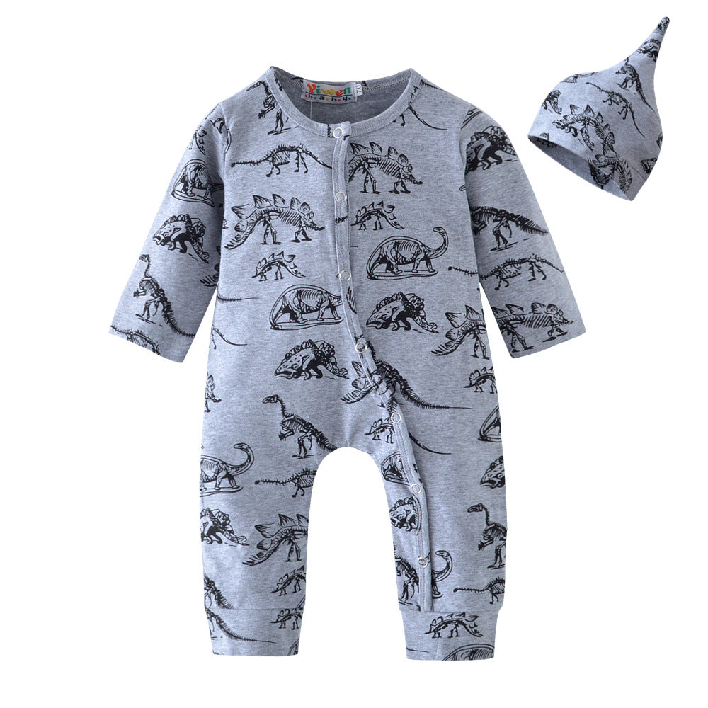 Color: Grey, Size: 100cm - Spring and Autumn wear baby onesie long sleeves