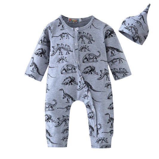 Color: Grey, Size: 80cm - Spring and Autumn wear baby onesie long sleeves