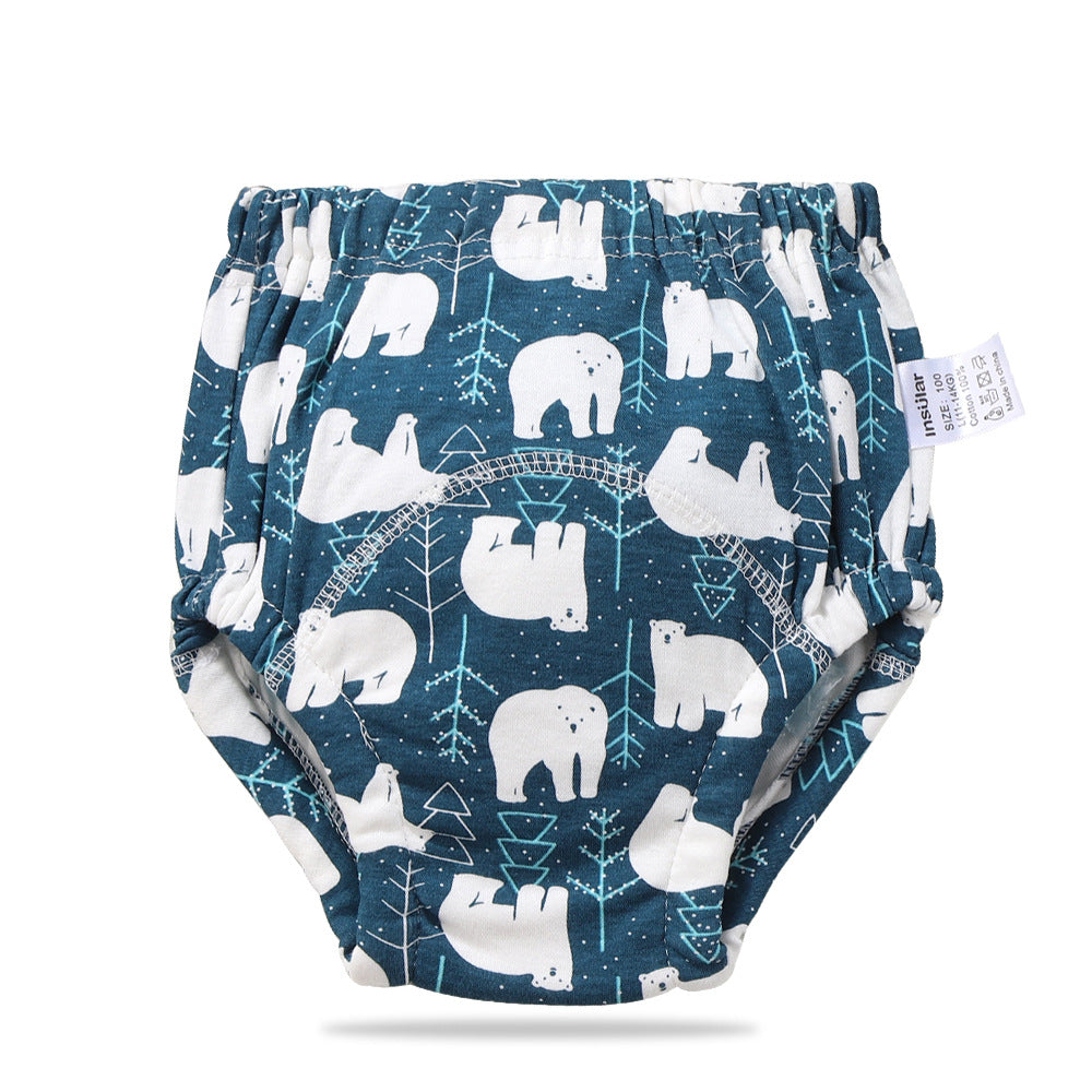 Color: Polar bear, Size: 90 - Baby training learning pants baby gauze diaper pants