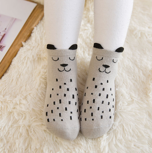 Color: Gray dog, Size: M - New Arrival Newborn Socks Cartoon Cotton Baby Socks No-slip Infant Cotton Socks