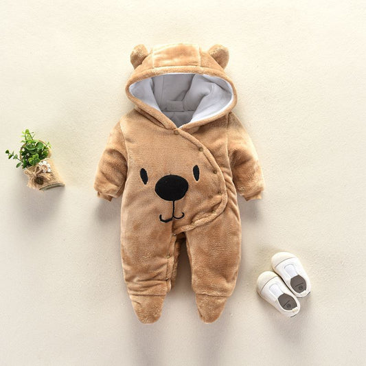 Color: Browna, Size: 3m - Autumn and winter newborn climbing suit