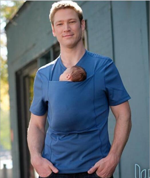 style: Dad Blue, Size: M - Mom Carrier Baby Tshirt Cloth