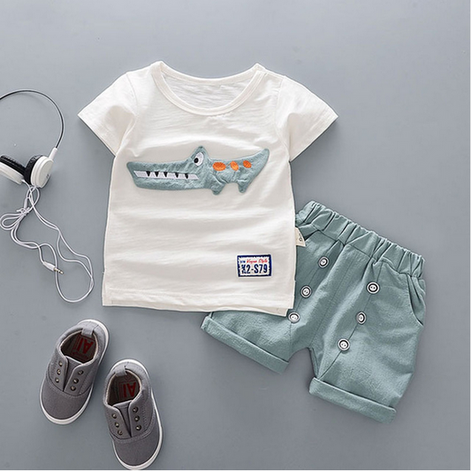 Color: Blue crocodile, Size: 100cm - 2021 summer baby boys outfits sports