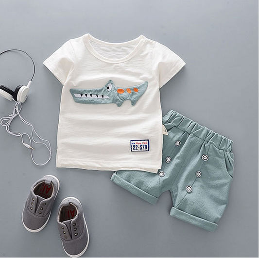 Color: Blue crocodile, Size: 120cm - 2021 summer baby boys outfits sports
