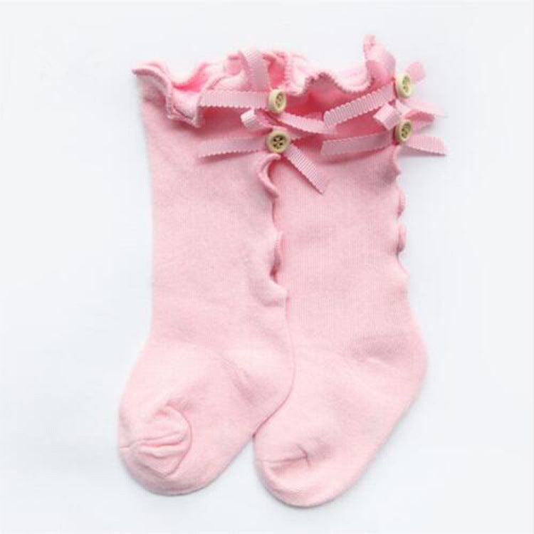 Bow, wooden ear socks, baby socks