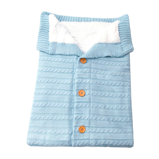 Color: Light Blue - Baby Thickened Plus Velvet Warm Sleeping Bag