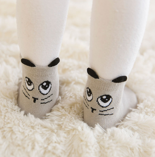 Color: Gray eyes, Size: M - New Arrival Newborn Socks Cartoon Cotton Baby Socks No-slip Infant Cotton Socks