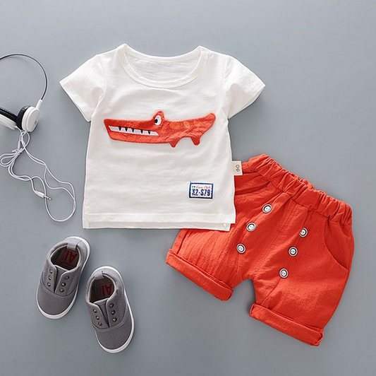Color: Red crocodile, Size: 110cm - 2021 summer baby boys outfits sports