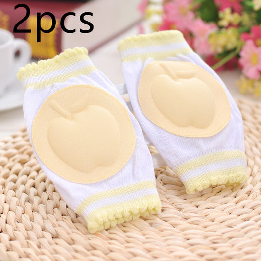 Color: Yellow2pcs, Kid Sock Size: 13X9CM - Sponge Baby Crawling Toddler Anti-fall Knock-proof Elbow Socks