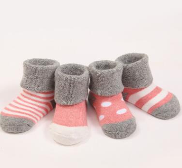 Color: Gouache, Size: 0 to 6 Months - Cute Newborn Baby Sets Kids Winter Warm Soft Cotton Striped Soft Stitches Socks Socks 0-3 Years Old