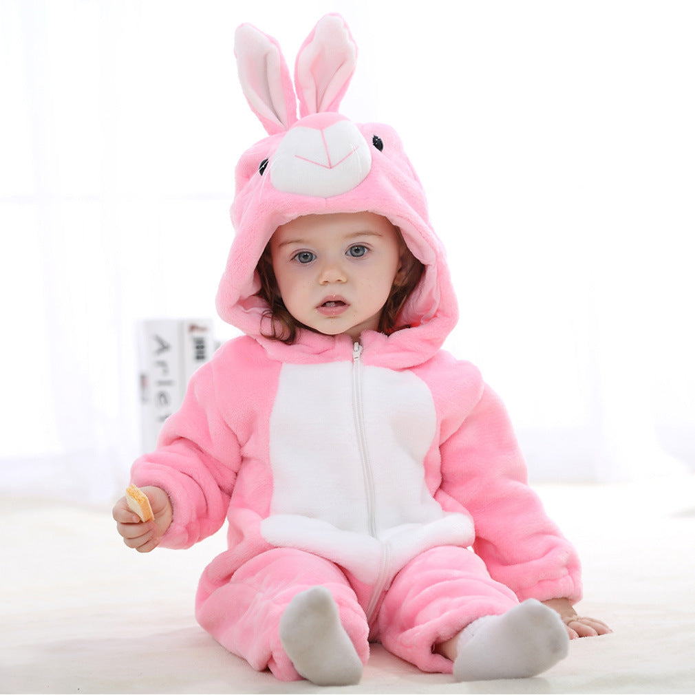 Color: Pink Rabbit, Appropriate Height: 6 to 12 - Baby Rompers Winter Autumn Clothes