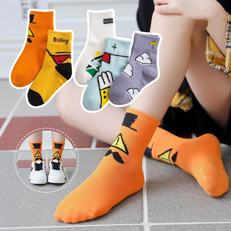 Children's socks autumn and winter combed cotton cartoon