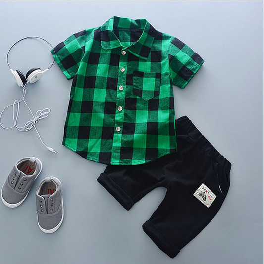 Color: Green shirt, Size: 90cm - 2021 summer baby boys outfits sports