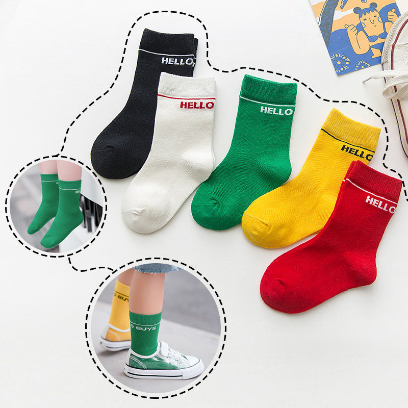 Package post autumn and winter children's socks sports socks 5 pairs