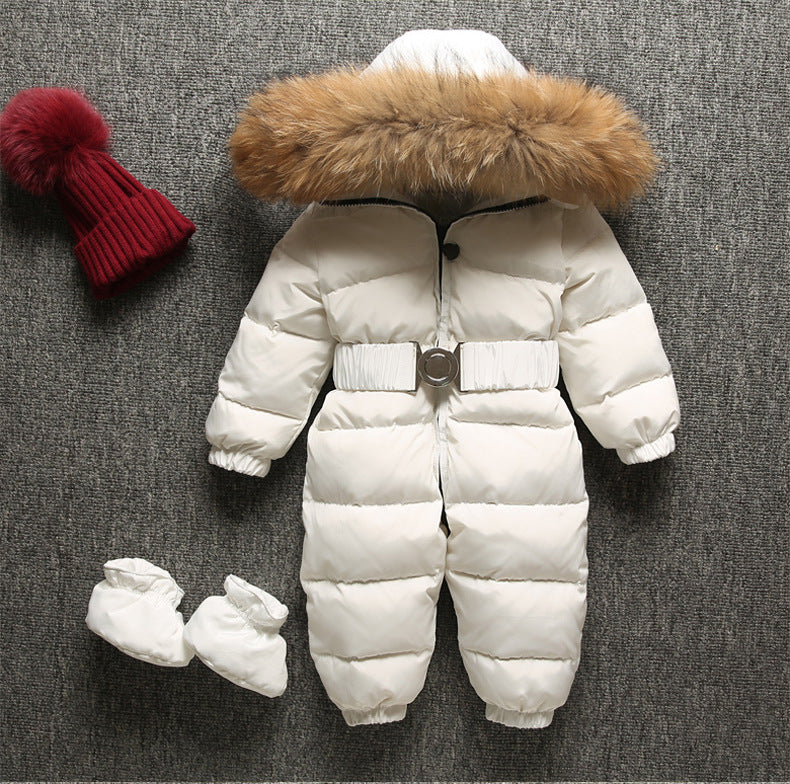 Color: White, Size: 110cm - Siamese down jacket