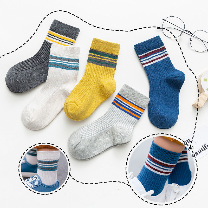 Package post autumn and winter children's socks sports socks 5 pairs