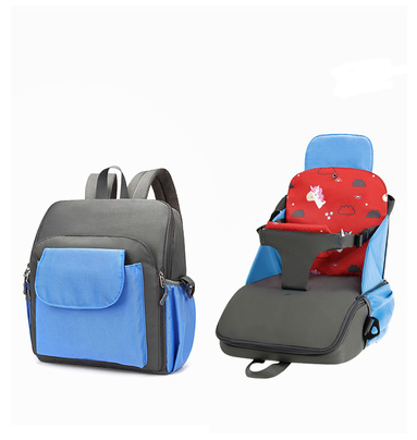 Baby dining chair bag portable children's dining chair portable home out safety seat bag car dual-use - Color: Blue 2style