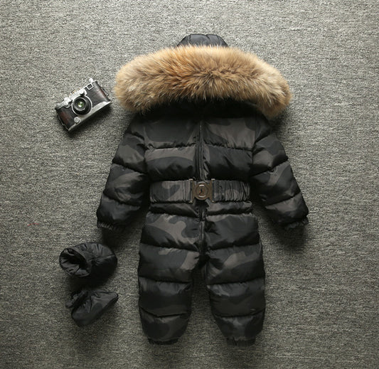 Color: A Camouflage, Size: 120cm - Siamese down jacket