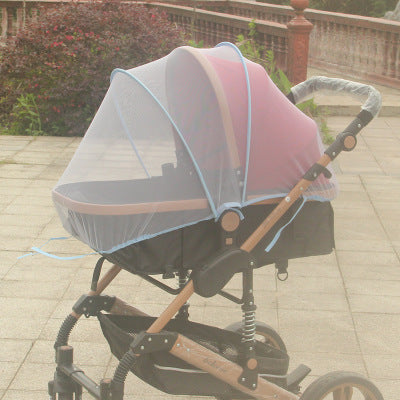 Color: Blue edge - Increase baby stroller nets Baby stroller encryption full cover nets General dustproof and anti-mosquito