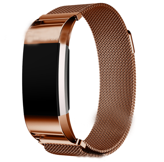 Color: Vintage gold, Size: L - Milanese Colored Stainless Steel Fitbit Charge 2 Strap