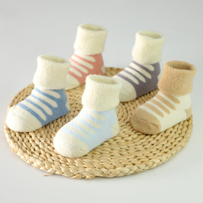 New thick and warm middle tube children's terry cotton socks