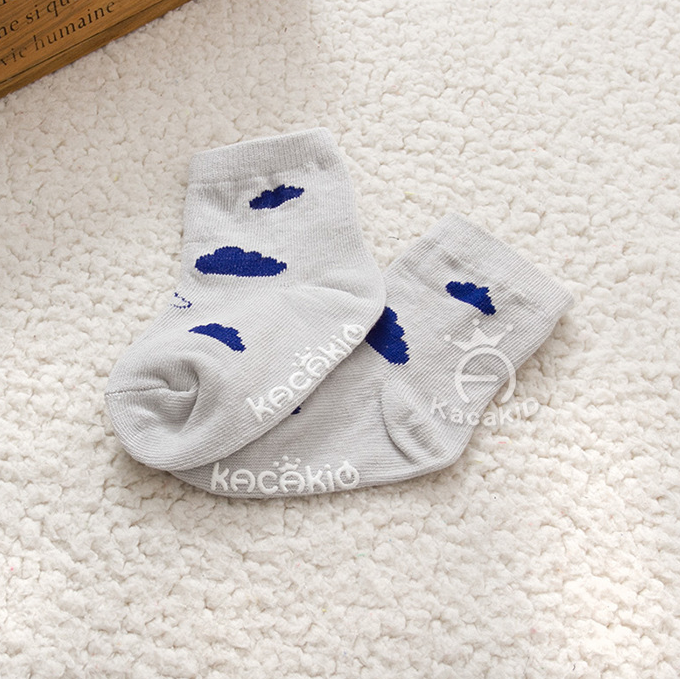 Color: Cloud, Size: S - New Arrival Newborn Socks Cartoon Cotton Baby Socks No-slip Infant Cotton Socks