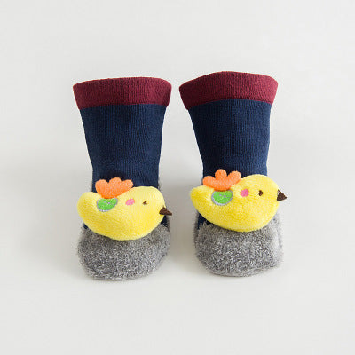 Color: Little bird, Kid Sock Size: S - Stitching doll socks baby baby floor socks