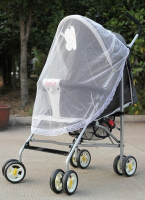 Color: White half cover - Increase baby stroller nets Baby stroller encryption full cover nets General dustproof and anti-mosquito