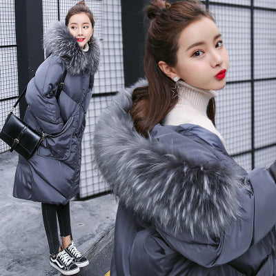 Color: Pink, Size: XXL - Maternity wear pregnant women coat winter large size coat tide mom fur collar long hooded jacket