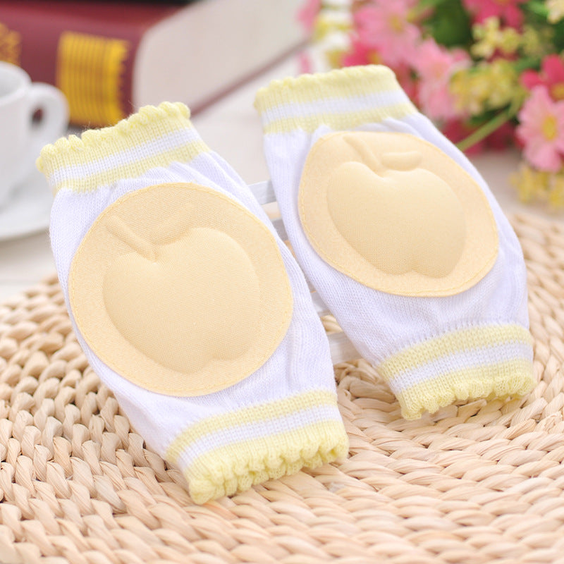 Color: Yellow, Kid Sock Size: 13X9CM - Sponge Baby Crawling Toddler Anti-fall Knock-proof Elbow Socks