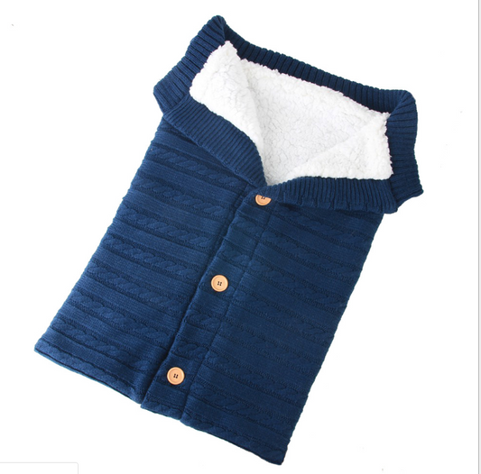 Color: Blue - Baby Thickened Plus Velvet Warm Sleeping Bag