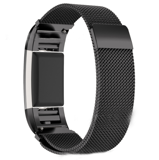 Color: Black, Size: S - Milanese Colored Stainless Steel Fitbit Charge 2 Strap